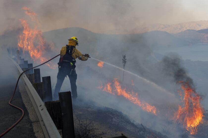 Laker fire in Silverwood Lake, CA