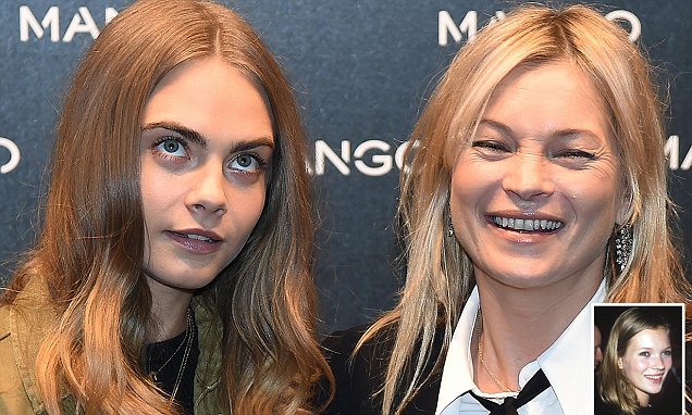 Cara Delevinge and Kate Moss at a Mango store inauguration