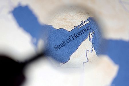 FILE PHOTO: Illustration shows map showing the Strait of Hormuz and Iran