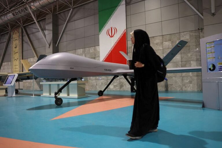 FILE PHOTO: An Iranian drone is displayed at the Islamic Revolutionary Guard Corps (IRGC) Aerospace Force Museum in Tehran