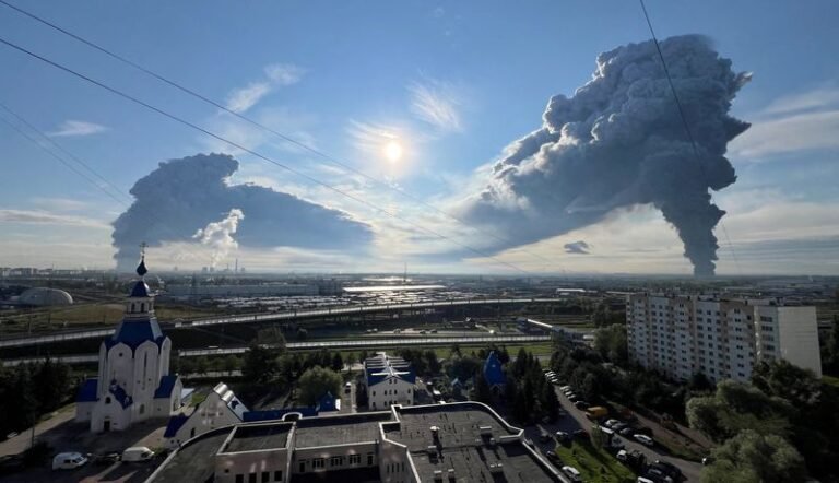 Aftermath of Ukrainian drone attack in Saint Petersburg