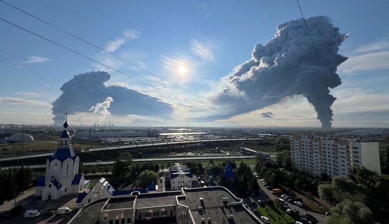 Aftermath of Ukrainian drone attack in Saint Petersburg