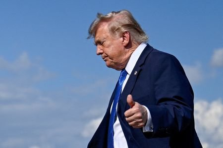 FILE PHOTO: U.S. President Trump arrives at Morristown Municipal Airport